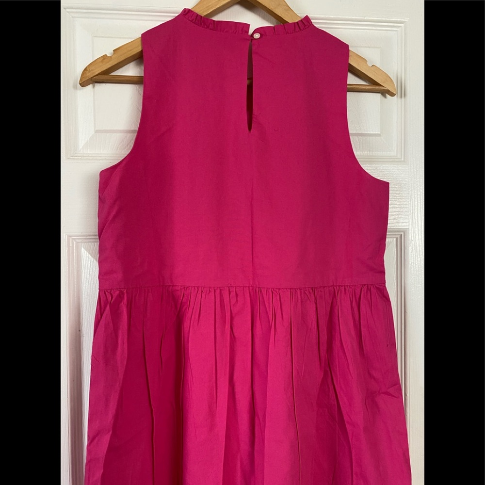Sleeveless tiered midi dress in cotton poplin; new